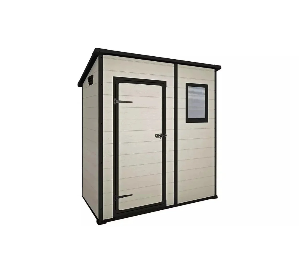 Keter Gardenand Wood 6 x 4 Manor Plastic Pent Garden Storage Shed – Beige
