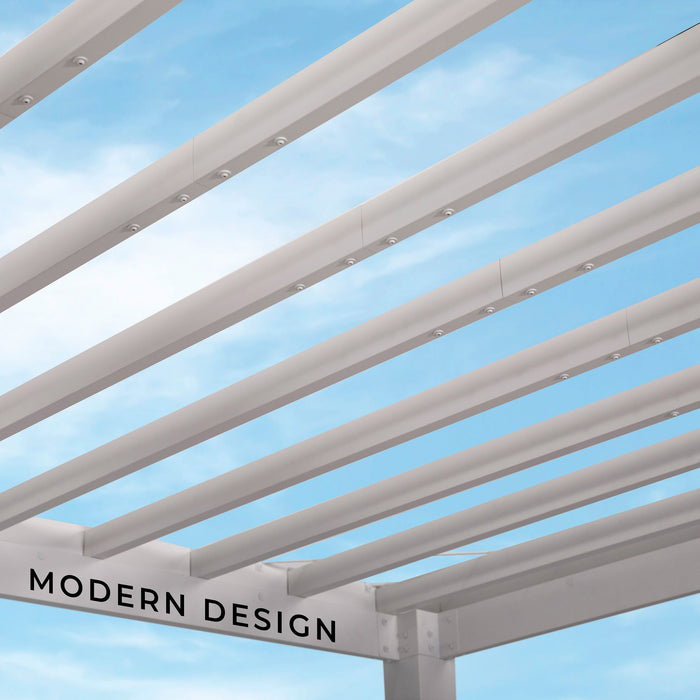 14x10 Windham Modern Steel Pergola With Sail Shade Soft Canopy
