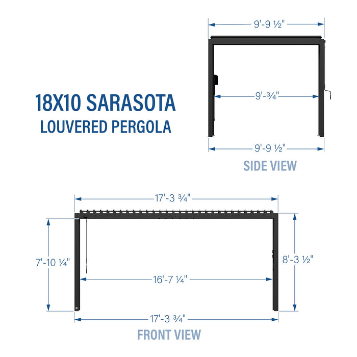 18x10 Sarasota Steel Louvered Pergola
