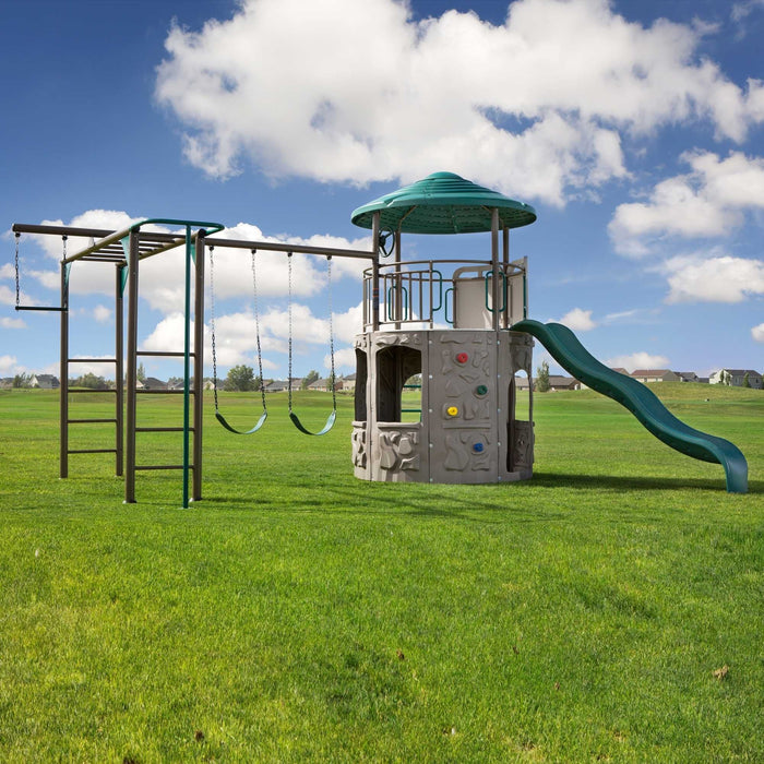 LIFETIME 90630 Products Adventure Tower Deluxe Swing Set, Green
