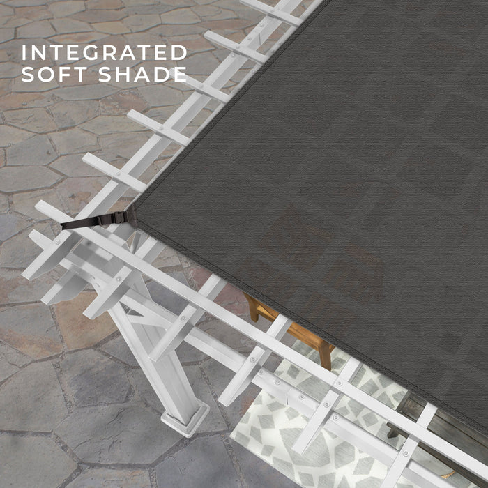 14x12 Hawthorne Traditional Steel Pergola With Sail Shade Soft Canopy