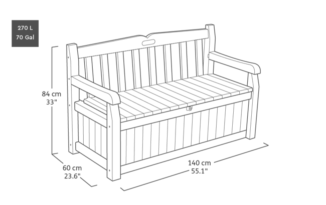 Keter Eden 265L Storage Bench - Dark Grey