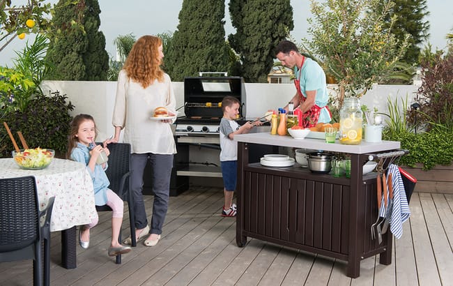 Keter Unity XL Outdoor Kitchen Cart with Storage - Brown