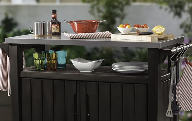 Keter Unity XL Outdoor Kitchen Cart with Storage - Brown