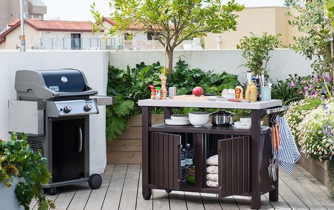 Keter Unity XL Outdoor Kitchen Cart with Storage - Brown