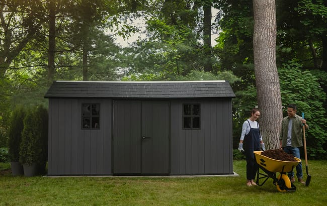 Keter Newton Plus 7.5x15 Storage Shed - Graphite