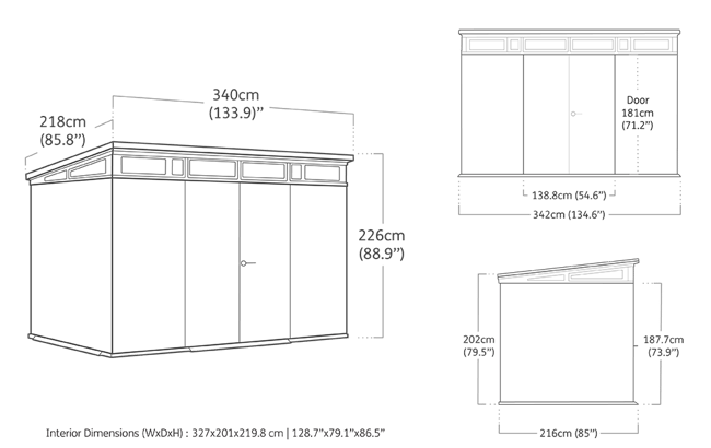 Keter Cortina 11x7 Storage Shed - Graphite