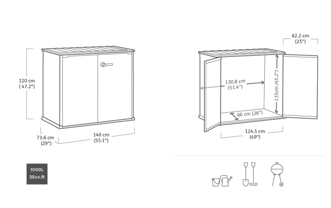 Keter Patio Store Storage Shed - Grey