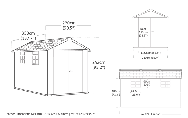 Keter Oakland Shed 7.5x11ft - Grey