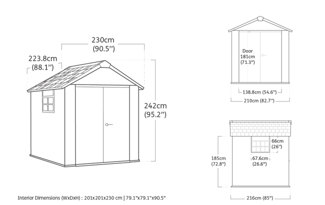 Keter Oakland Shed 7.5x7ft - Grey