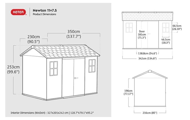 Keter Newton 11x7.5 Storage Shed - Graphite