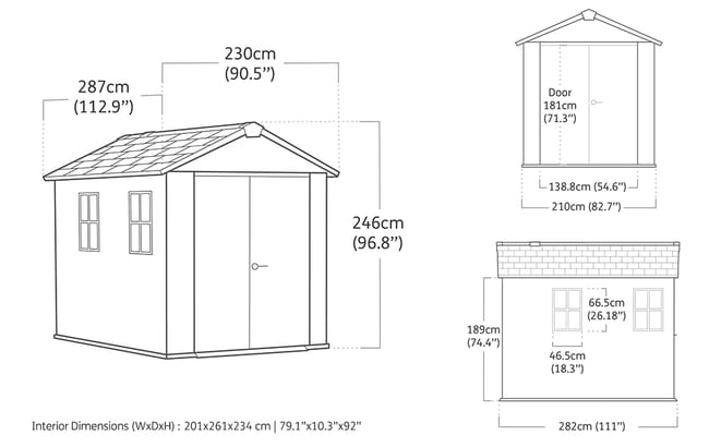 Keter Newton Plus 7.5x9 Storage Shed - Graphite