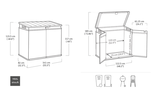 Keter Premier XL 1150L Storage Shed - Light Grey