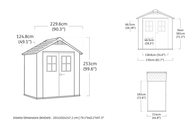 Keter Oakland Shed 7.5x4ft - Grey