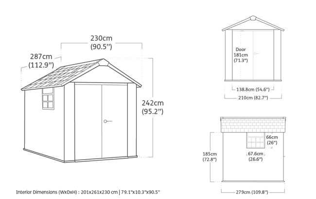 Keter Oakland Shed 7.5x9ft - Grey