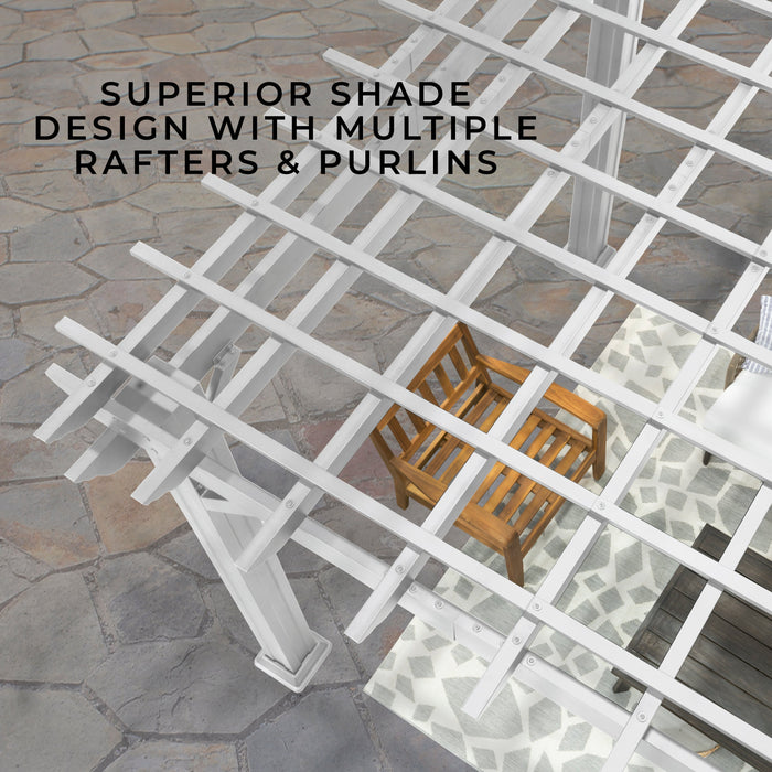 16x12 Hawthorne Traditional Steel Pergola With Sail Shade Soft Canopy