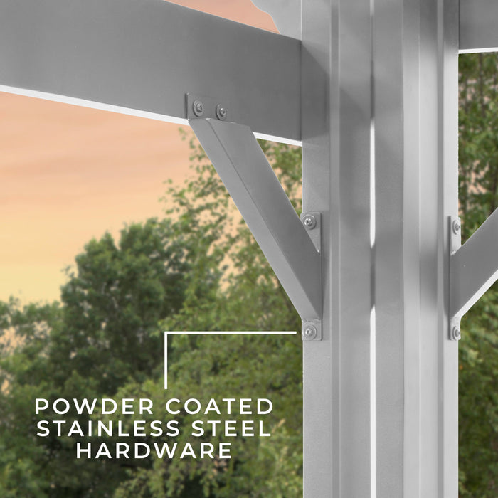 16x12 Hawthorne Traditional Steel Pergola With Sail Shade Soft Canopy