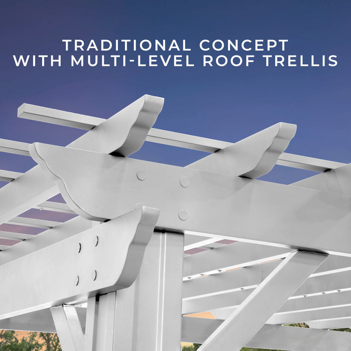 12x10 Hawthorne Traditional Steel Pergola With Sail Shade Soft Canopy