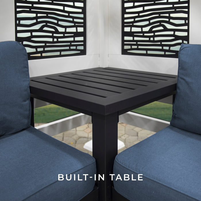 Ridgedale Modern Steel Corner Pergola with Conversational Seating