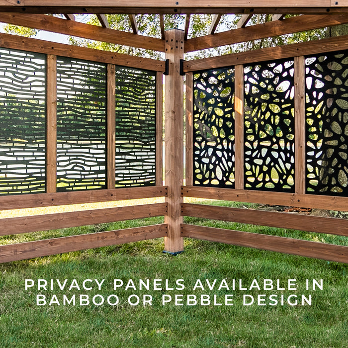 Tuscany Corner Pergola with Conversation Seating - Bamboo Panels