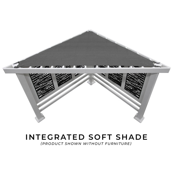 Ridgedale Modern Steel Corner Pergola with Conversational Seating