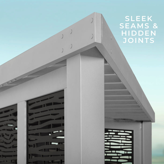 Ridgedale Modern Steel Corner Pergola with Conversational Seating