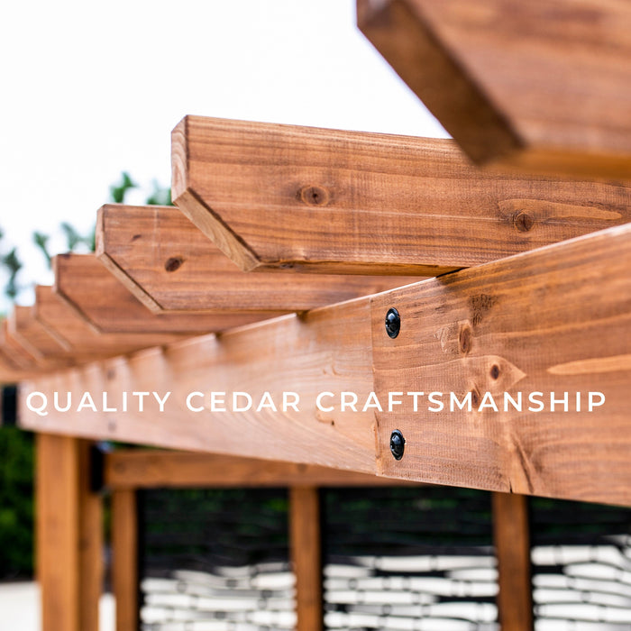 Tuscany Corner Pergola with Conversation Seating - Bamboo Panels