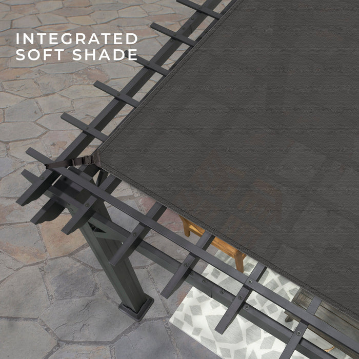 14x12 Stratford Traditional Steel Pergola With Sail Shade Soft Canopy