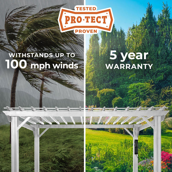 14x12 Hawthorne Traditional Steel Pergola With Sail Shade Soft Canopy